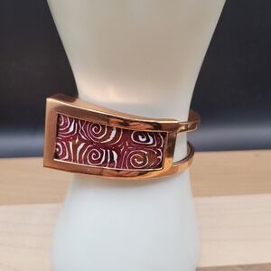 Vintage 1960s Matisse Renoir Hinged Copper And Enamel Modernist Bangle Bracelet